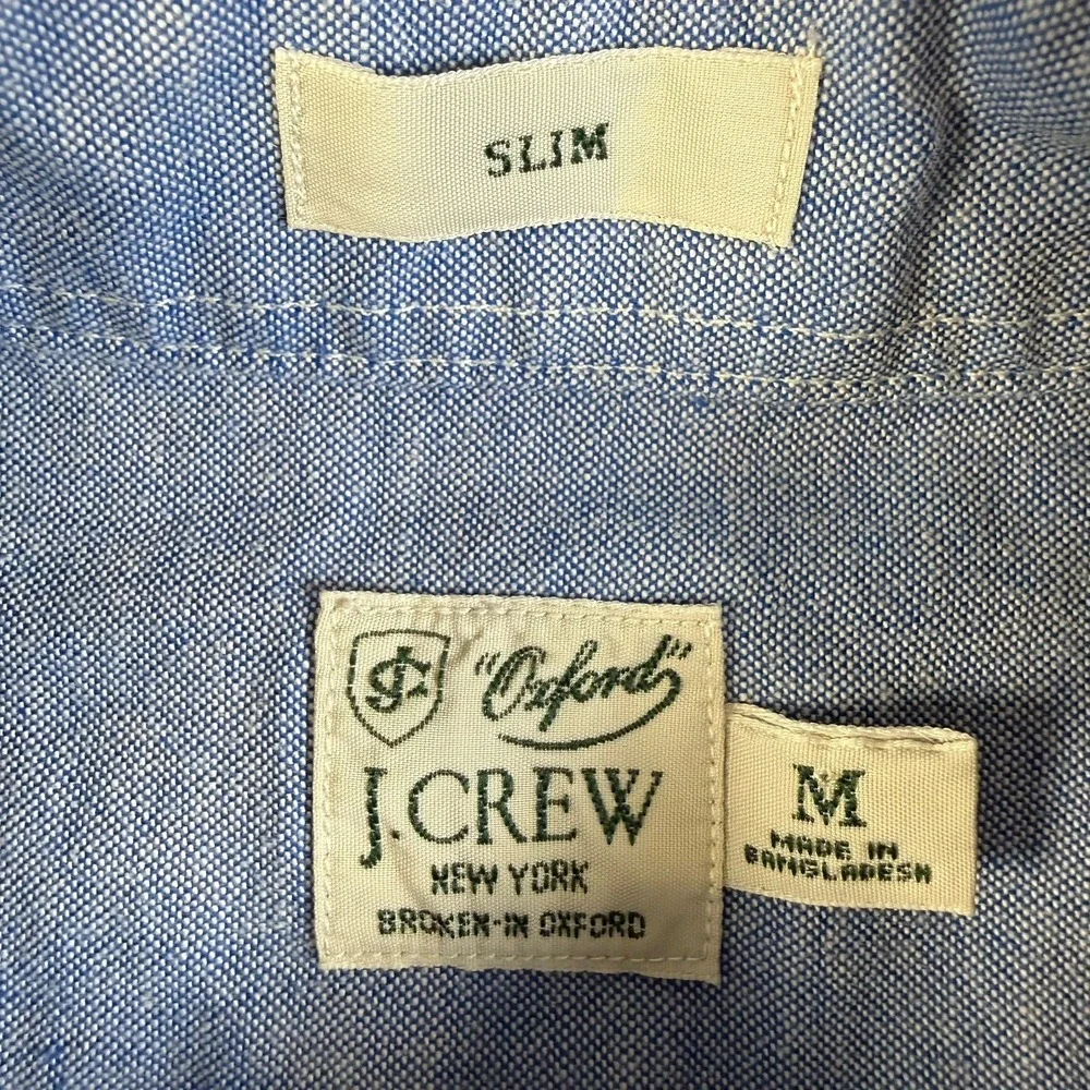 J.Crew Shirt Mens Blue Broken-In Oxford Untucked Long Sleeve Button Up Slim Med